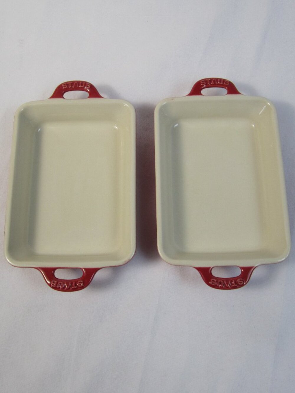 STAUB Mini Rectangular Red Baking/Casserole Dish 5.5” x 4” - Lot of 2